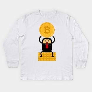 Businessman Earn Bitcoin Kids Long Sleeve T-Shirt